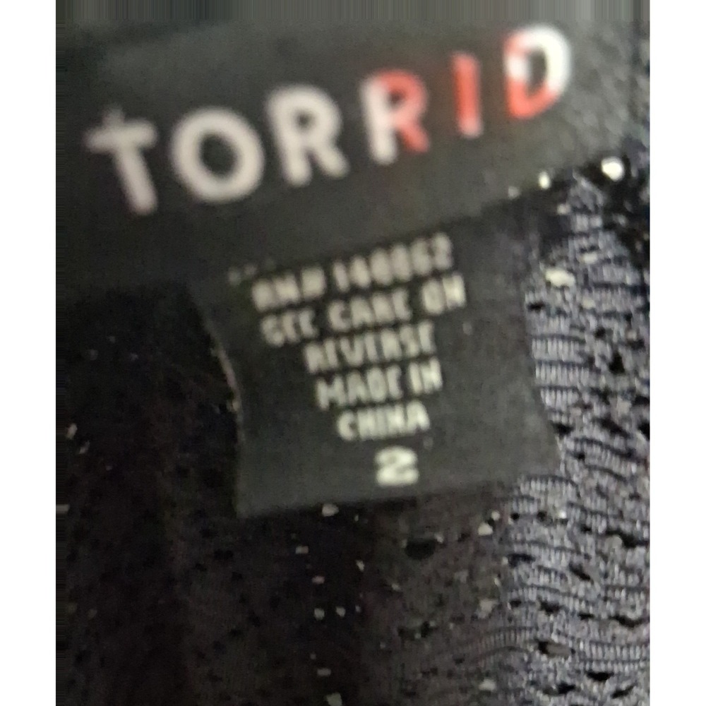 Torrid Black Lace Ladder Back Tank Top Women's Plus Sz 2 Geometric Sheer Strappy - Picture 6 of 8
